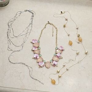 Gold and Pink Floral Necklace